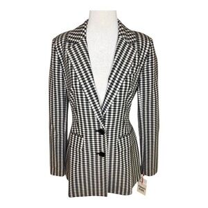 Classic Black and White Checkered Blazer